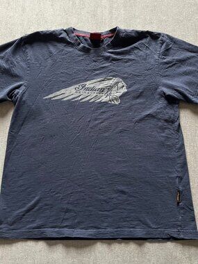 Indian Motorcycle T Shirt Men Large Blue Motorcycle Biker USA Chief American